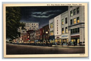 Vintage 1940's Postcard Antique Automobiles on West Market Street Warren Ohio