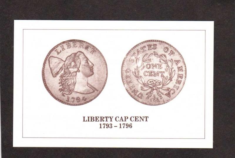 US Coins Coinage Money Copper Penny Pennies Liberty Cap Cent Postcard