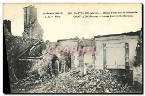 Postcard Old Army Chatillon Marne House Borlee by Germans