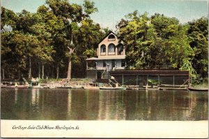 Carthage Lake Clubhouse boats dock Burlington Iowa Postcard SH Knox UND