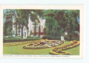 Unused 1930's FLORAL CLOCK AT HALL IN WESTMOUNT Montreal Quebec QC E8677