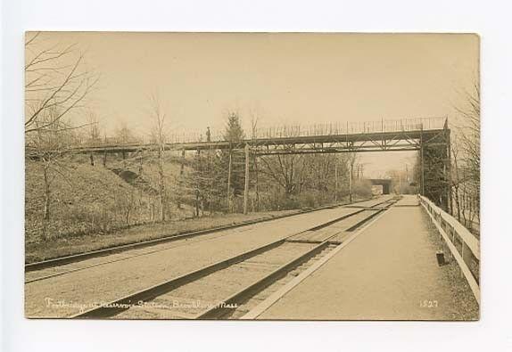 Brookline MA Railroad Station Foot Bridge RPPC Postcard