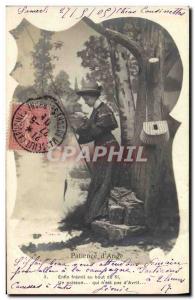 Postcard Old Fisherman Fishing Woman of Patience & # 39ange