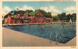 VINTAGE POSTCARD SWIMMING POOL SCENE AT MOLINE ILLINOIS 1940's