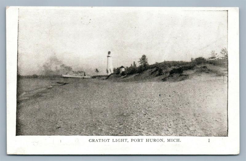 PORT HURON MI GRATIOT LIGHT 1905 UNDIVIDED ANTIQUE POSTCARD