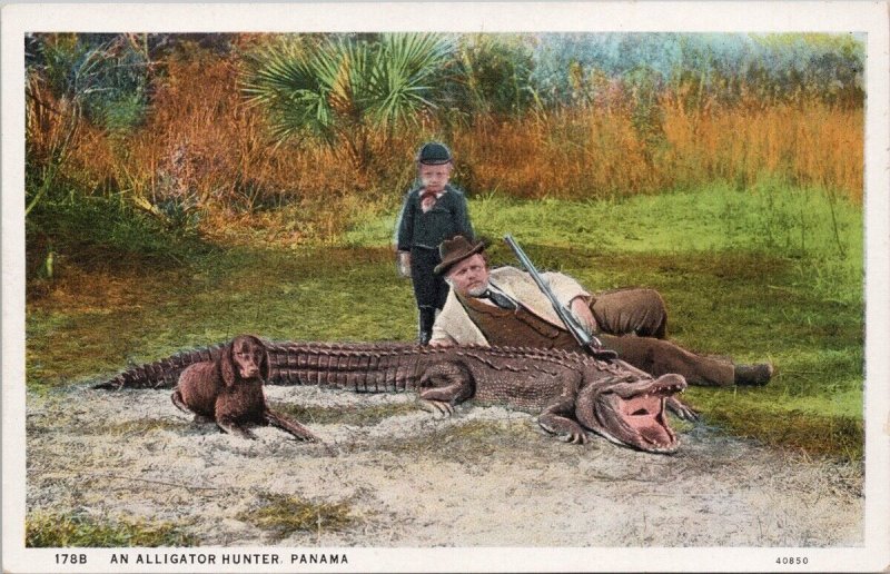 Alligator Hunter Panama Isthmus Dog Child Gun Unused Maduro Postcard H34 