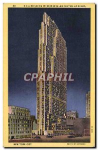Postcard Modern New York City RCA Building in Rockefeller Center at night