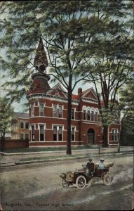 Augusta Georgia GA Tubman High School Classic Car c1910 Vintage Postcard