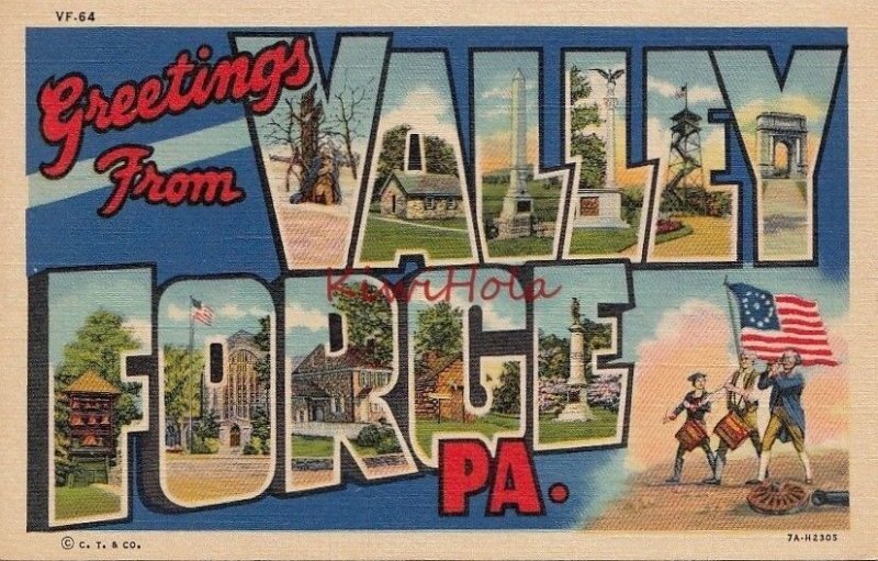 Postcard Large Letter Greetings Valley Forge PA