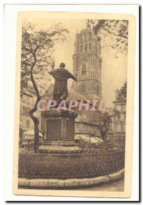 Rodez Old Postcard Square cites Statue of Archbishop Affre THE steeple