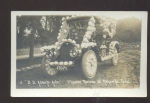 RPPC NEHAWKA NEBRASKA FLORAL COVERED PARADE CAR ADAMS REAL PHOTO POSTCARD