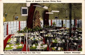 Linen Postcard Corner of Angelo's Dining Room Restaurant in Gulfport Mississippi