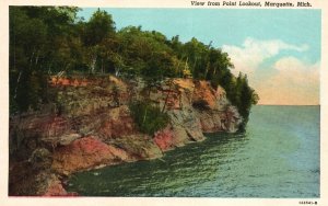 Vintage Postcard View From Point Lookout Marquette Michigan Olson News Co. Pub.