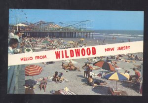 HELLO FROM WILDWOOD BY THE SEA NEW JERSEY NJ AMUSEMENT PARK ADVERTISING POSTCARD