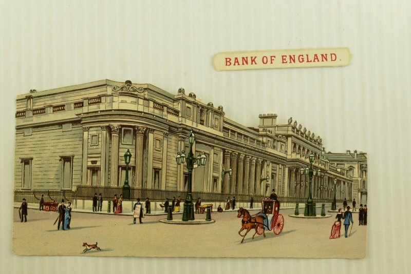 1880's Die-Cut Bank Of England Street Scene Horse & Buggies People Tuck(?). 7N 