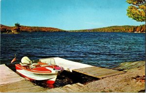 Maidstone Lake State Park Vermont Center Harbor NH Vintage Postcard Boat Vtg UNP 