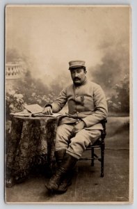 France Military Soldier with Croix de Guerre Medal RPPC Portrait Postcard M32