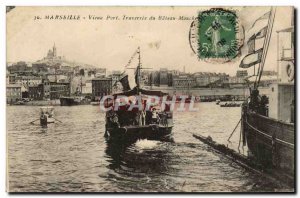 Old Postcard Marseille Vieux Port fly boat Traversee