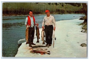 Tacoma Washington WA Postcard Steelhead Fishing In Chilcotin Or Thompson 1960