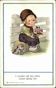 Dutch Boy Flowers Dog Unsigned Charles Twelvetrees 152-2 c1910 Postcard