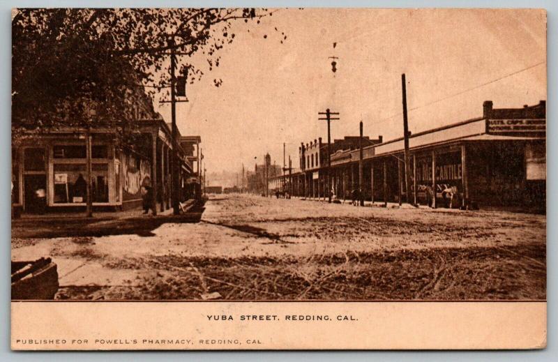 Redding California~Yuba Street~Mercantile Company~Notions~Dirt Road~1909 Sepia 