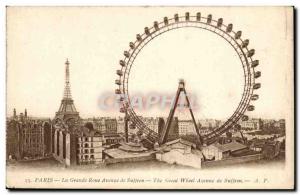 Paris Old Postcard the avenue de Suffren wheel (Eiffel Tower)