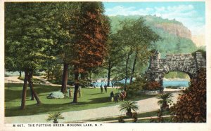 Vintage Postcard The Putting Green Picnic Area Park Mohonk Lake New York NY