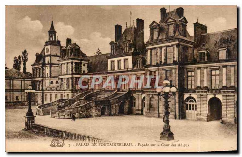 Old Postcard Fontainebleau Palace Facade of the Court of Farewells