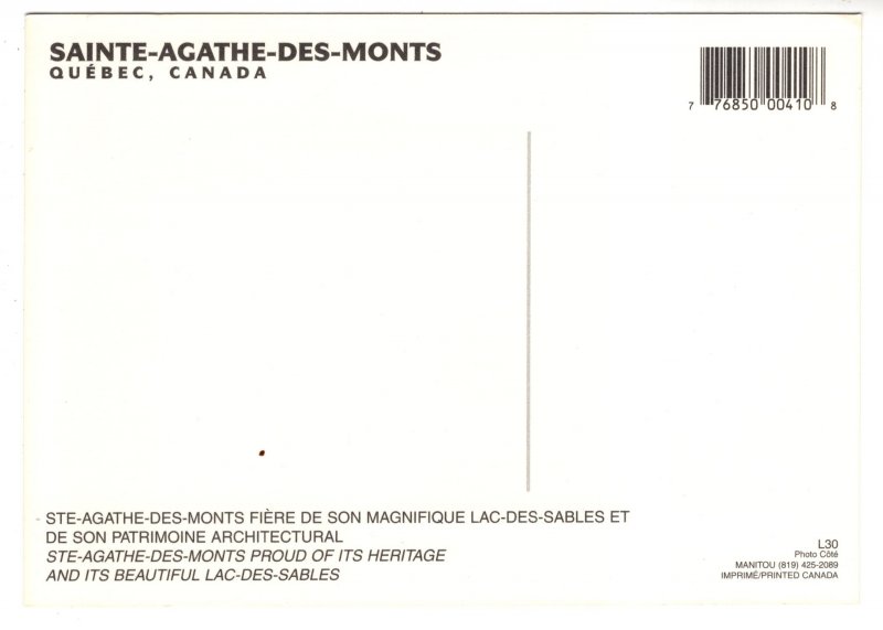 Large 5 X 7 Postcard, Sainte-Agathe-Des-Monts, Quebec,