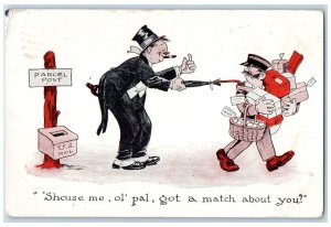 1914 Drunk Man Cigarette Parcel Post Egg Vendor Gifts Gladston MI Postcard