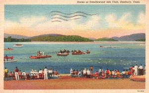 Vintage Postcard 1944 Races At Candlewood Isle Club Sports Danbury Connecticut