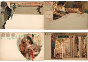 ARTIST SIGNED L.METLICOVITZ TOSCA PUCCINI OPERA SET 12 Vintage Postcards (L5276)