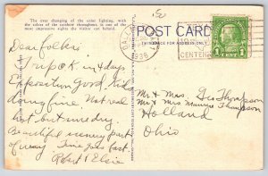 Dallas~Texas Centennial Expo @ Night~Reflection Basin~Esplanade of State~Linen