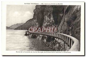 Old Postcard Environs d & # 39Aix Baths Road cornice of Lake Bourget of Briso...