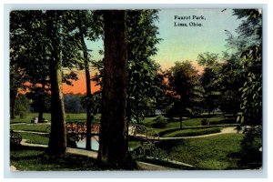 c1910's Faurot Park Showing Rustic Bridge Lima Ohio OH Posted Antique Postcard