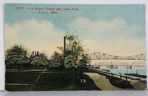 Winona Minnesota High Wagon Bridge and Levee Park 1912 Postcard K7