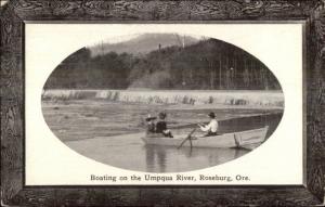 Roseburg OR Boating Umpqua River c1910 Postcard