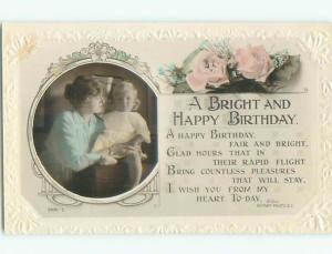 circa 1910 tinted rppc HAPPY BIRTHDAY - MOTHER AND CHILD o2641