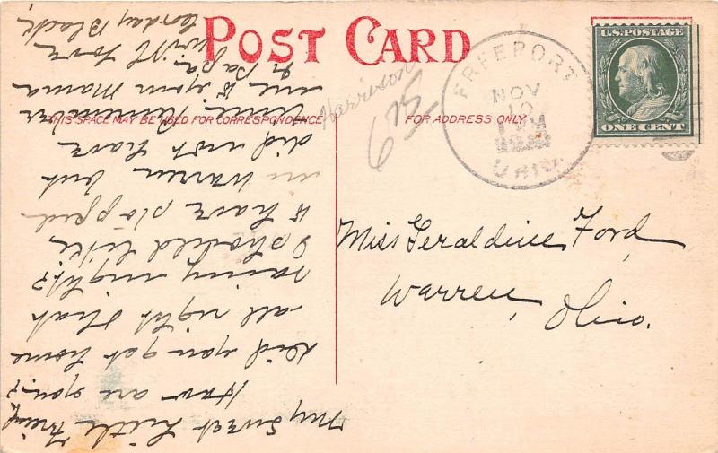 Ohio Postcard 1910 FREEPORT The Old Mill Building COVERED BRIDGE Howell Starkey
