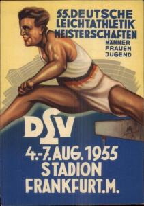 German Poster Art 1955 Youth Athletics Championship Track & Field Postcard gfz