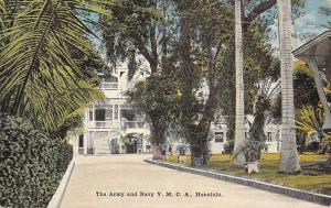 Honolulu Hawaii Army Navy YMCA Bldg Street View Antique Postcard K33931