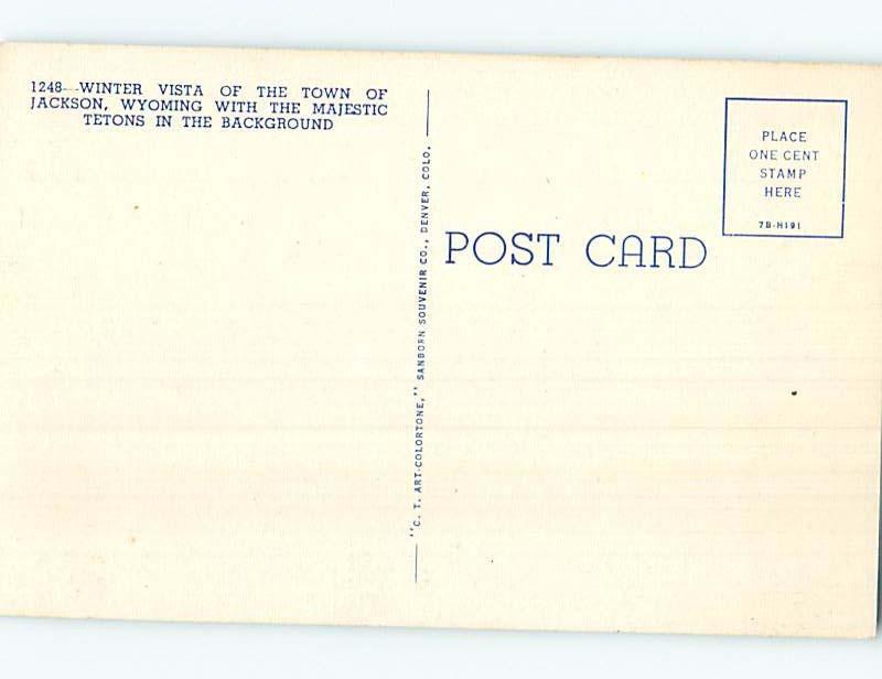 Unused Linen POSTCARD FROM Jackson Wyoming WY HM9107