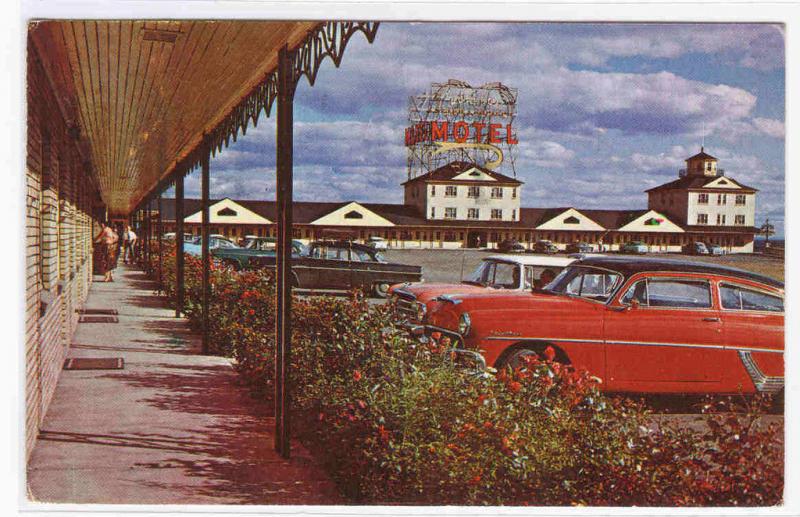 Auberge Laurier Motel Car Quebec Bridge Canada postcard