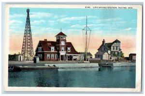 c1920 Life Saving Station Truss Tower Building Racine Wisconsin Vintage Postcard