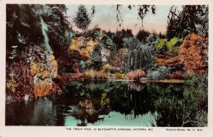 Trout Pool, Buchart's Gardens, Victoria, B.C., Canada, Early Real Photo Postcard