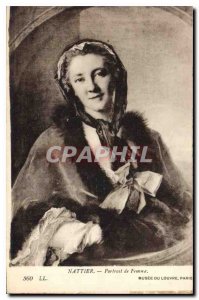 Old Postcard Nattier Portrait of Woman