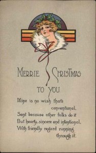 Christmas Pretty Woman Fun Arts & Crafts Postcard c1915