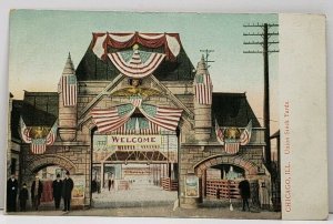 Chicago Illinois Union Stock Yards US Patriotic Bunting Flags Postcard G8