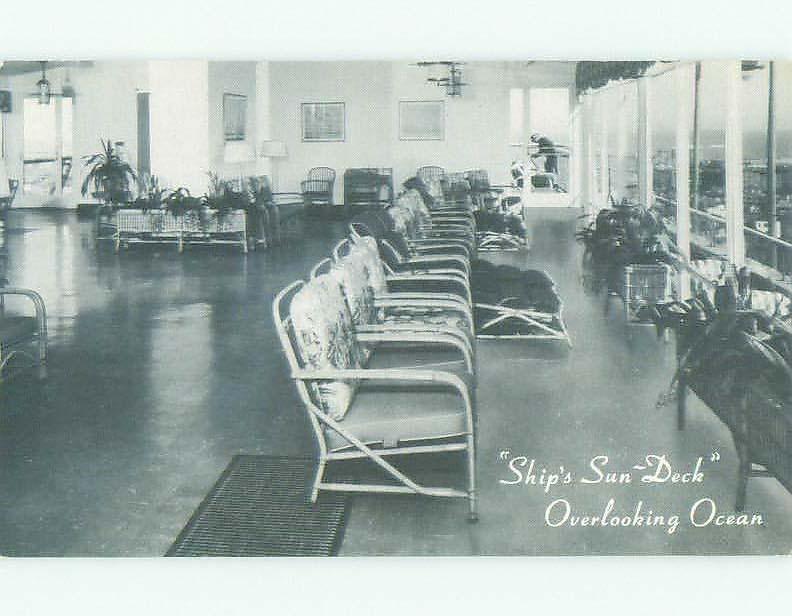 1940's SHIP'S SUN DECK AT COLTON MANNER HOTEL Atlantic City New Jersey NJ HQ0141