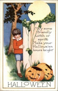 Halloween Little Boy JOLs & Moonlight c1915 Whitney Postcard